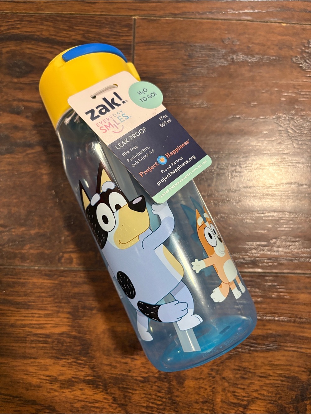 Zak! Kids Bluey Water Bottle, Leak-Proof Straw NEW  17oz Plastic NEW- UNOPENED